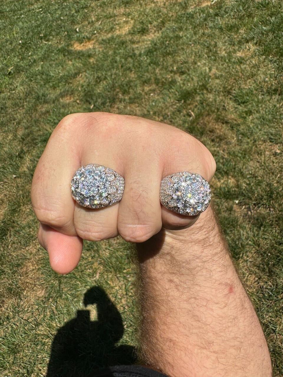 MOISSANITE The Dapper Don Large Stone Iced Out Ring - 925 Silver