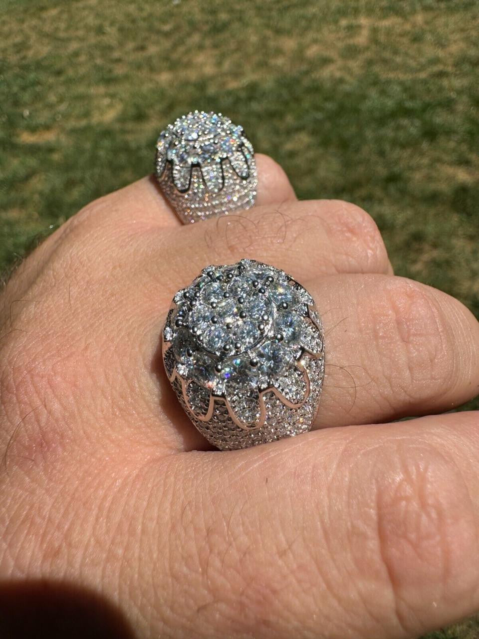 MOISSANITE The Dapper Don Large Stone Iced Out Ring - 925 Silver