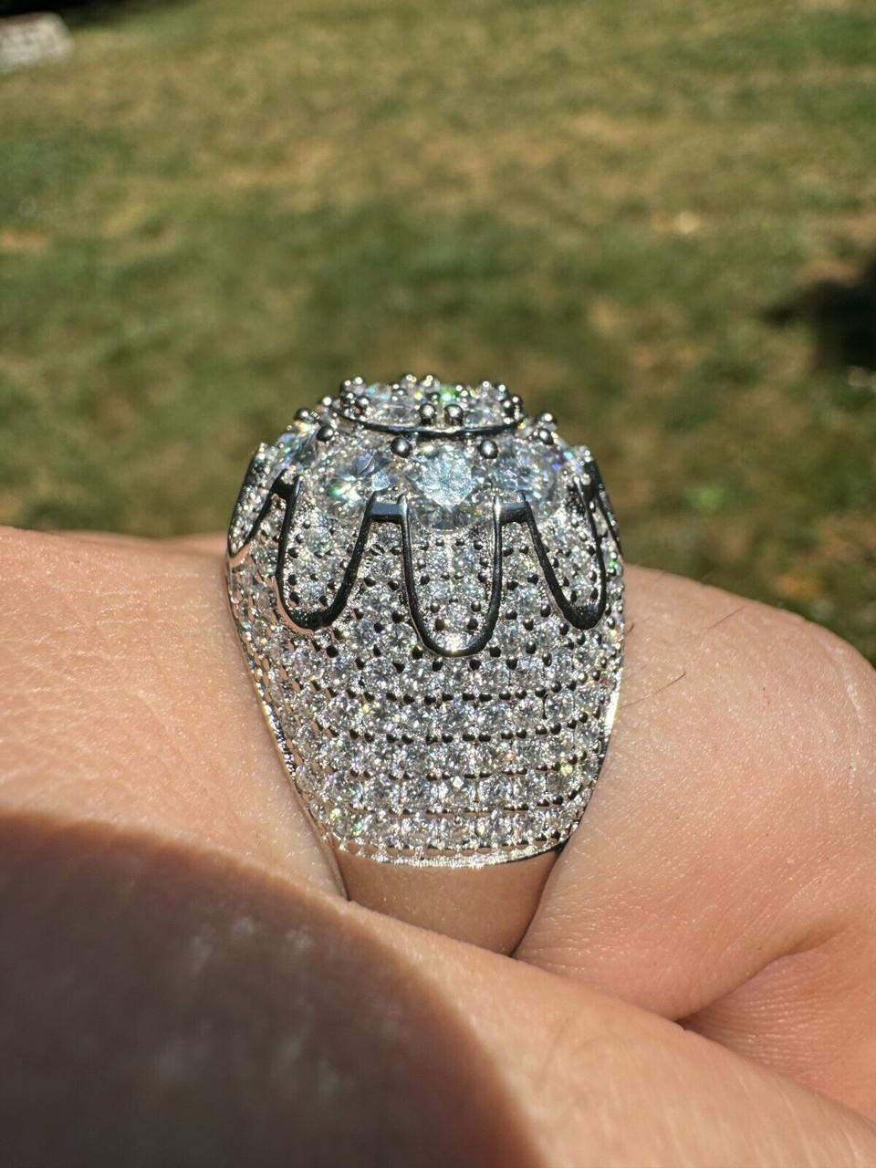 MOISSANITE The Dapper Don Large Stone Iced Out Ring - 925 Silver