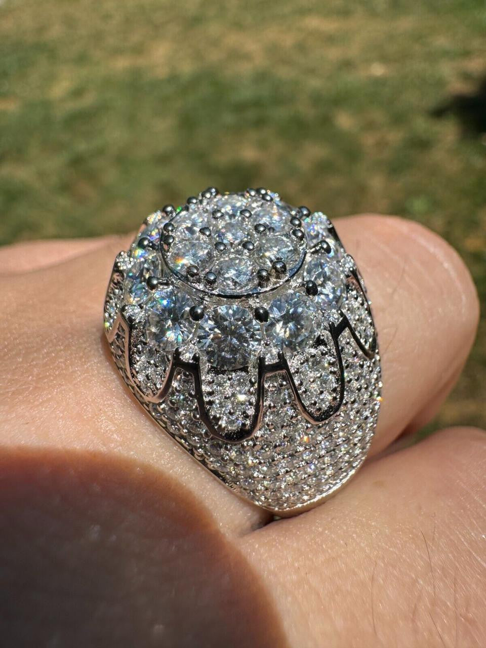MOISSANITE The Dapper Don Large Stone Iced Out Ring - 925 Silver