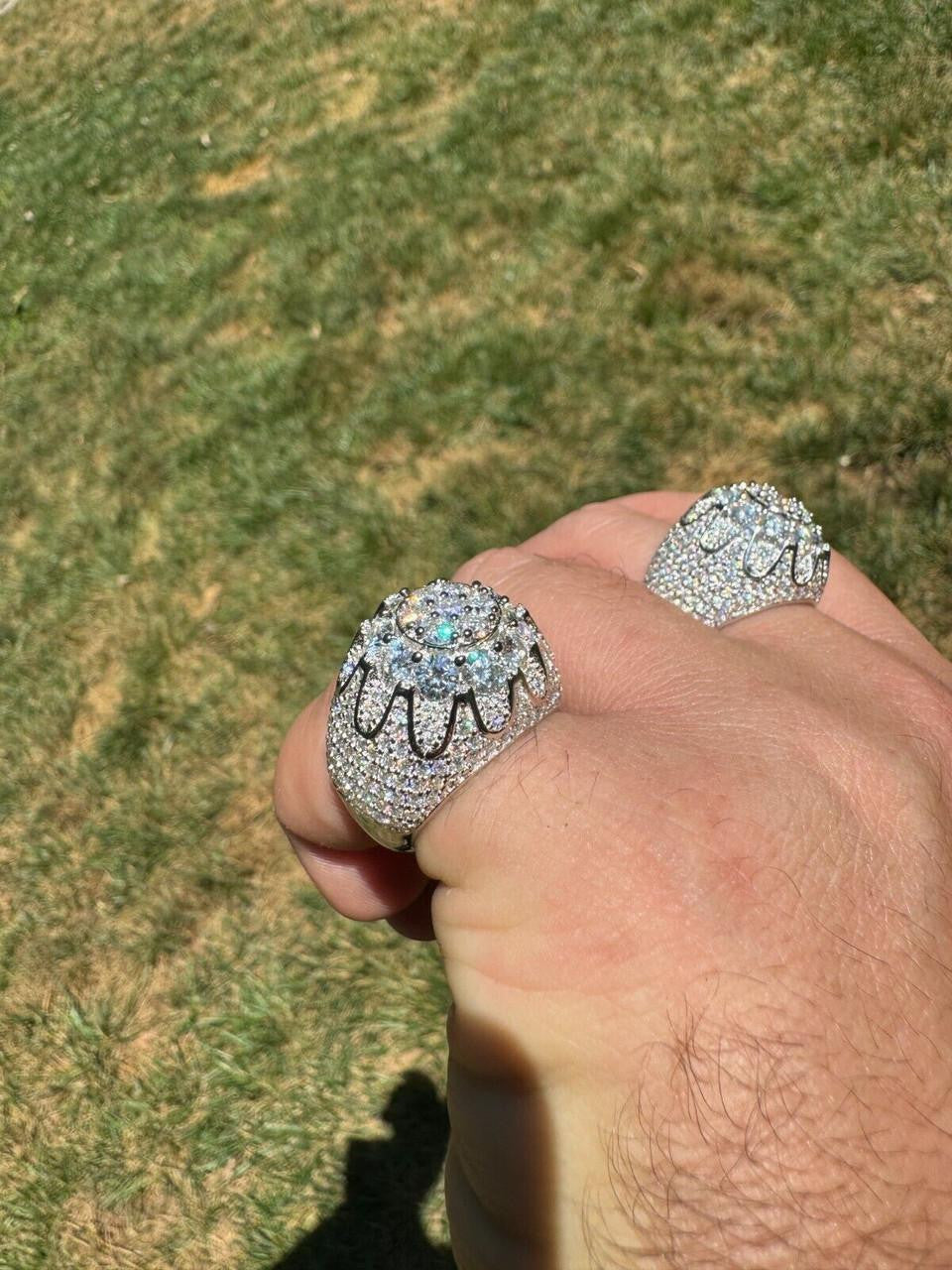 MOISSANITE The Dapper Don Large Stone Iced Out Ring - 925 Silver