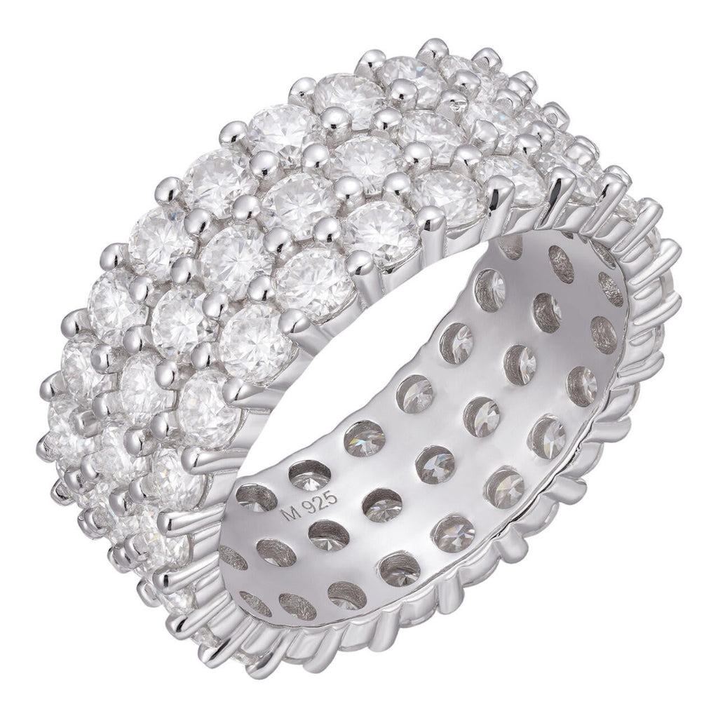 Moissanite Three Paths Iced Out Eternity Band Ring - 925 Silver