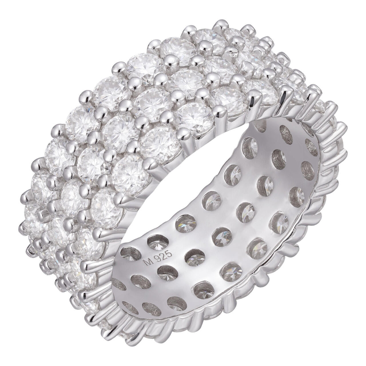 Moissanite Three Paths Iced Out Eternity Band Ring - 925 Silver
