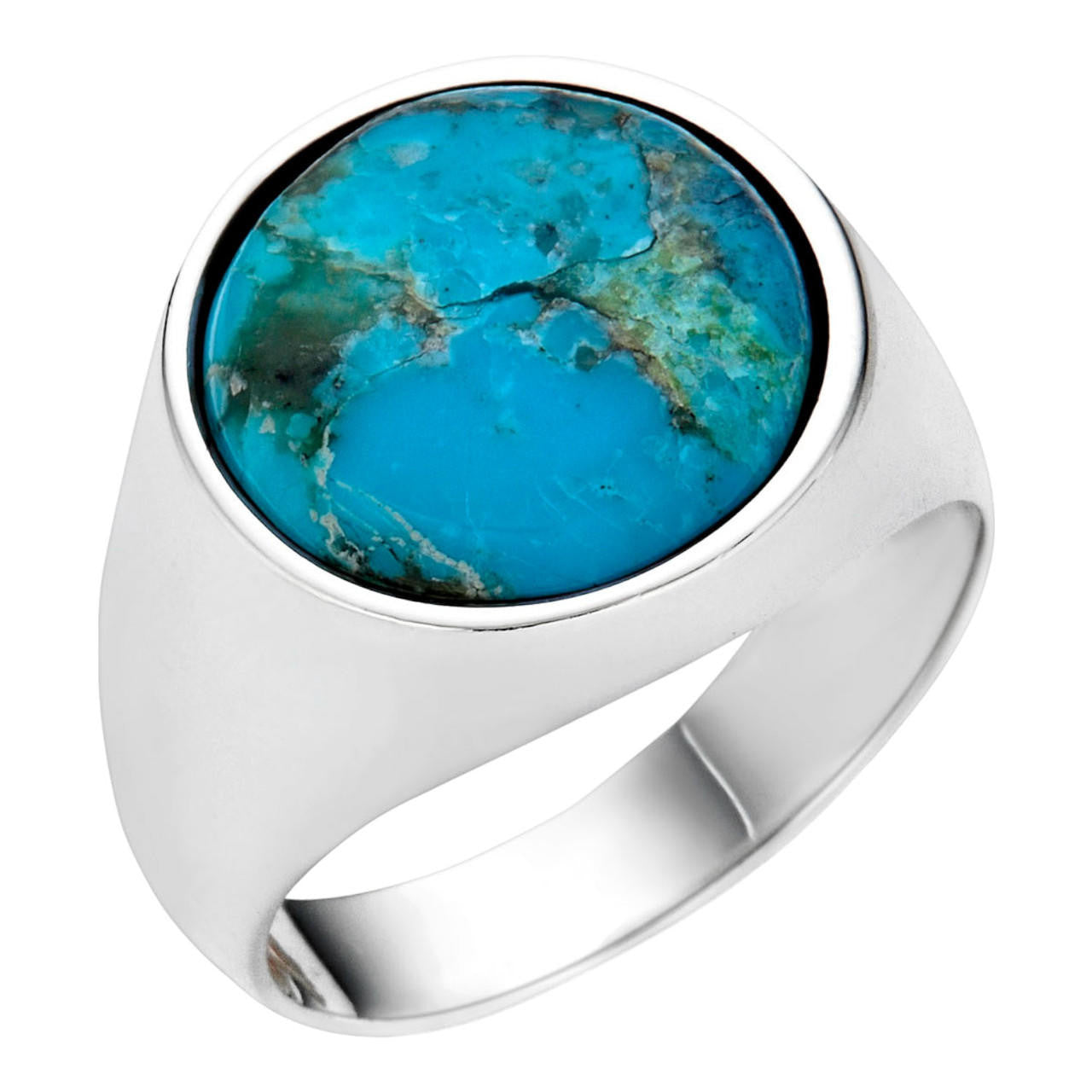 Native American Classic Ring - 925 Silver - Genuine Blue Turquoise Stone