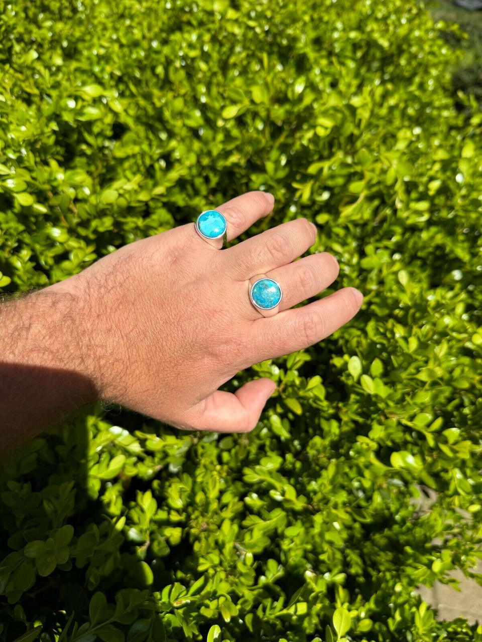 Native American Classic Ring - 925 Silver - Genuine Blue Turquoise Stone