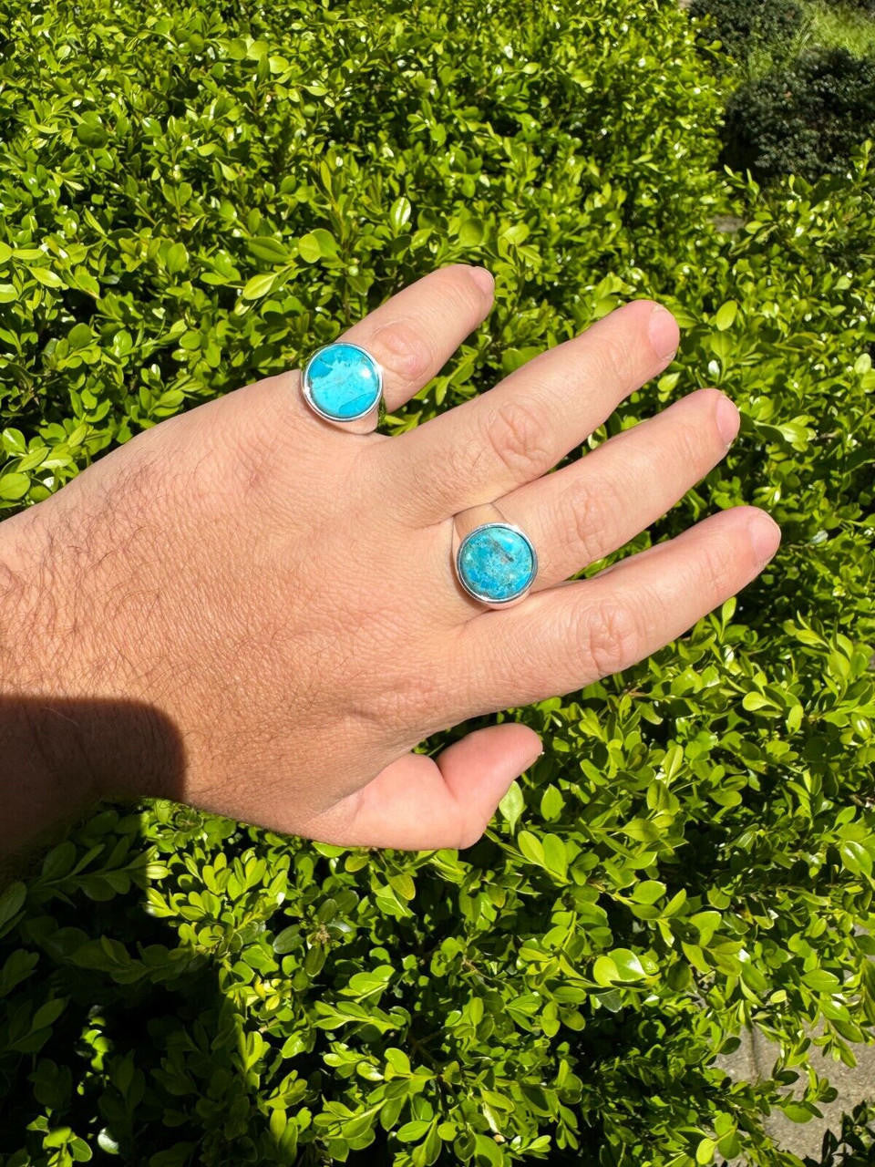 Native American Classic Ring - 925 Silver - Genuine Blue Turquoise Stone