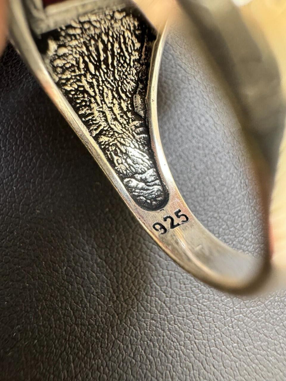 NYC Natural Blood Ring - 925 Silver Oxidized - Genuine Red Ruby Stone