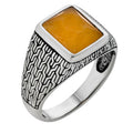 NYC Natural Canary Fate Ring - 925 Silver Oxidized - Genuine Yellow Sapphire Stone