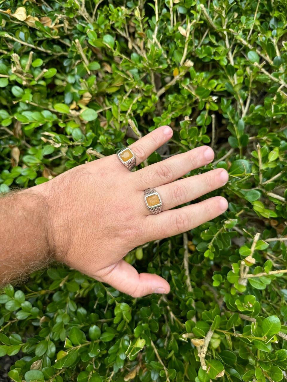 NYC Natural Canary Fate Ring - 925 Silver Oxidized - Genuine Yellow Sapphire Stone