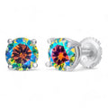Opal MOISSANITE Solitaire Stud Earrings - 925 Silver - 3mm-8mm - 0.2-4ct