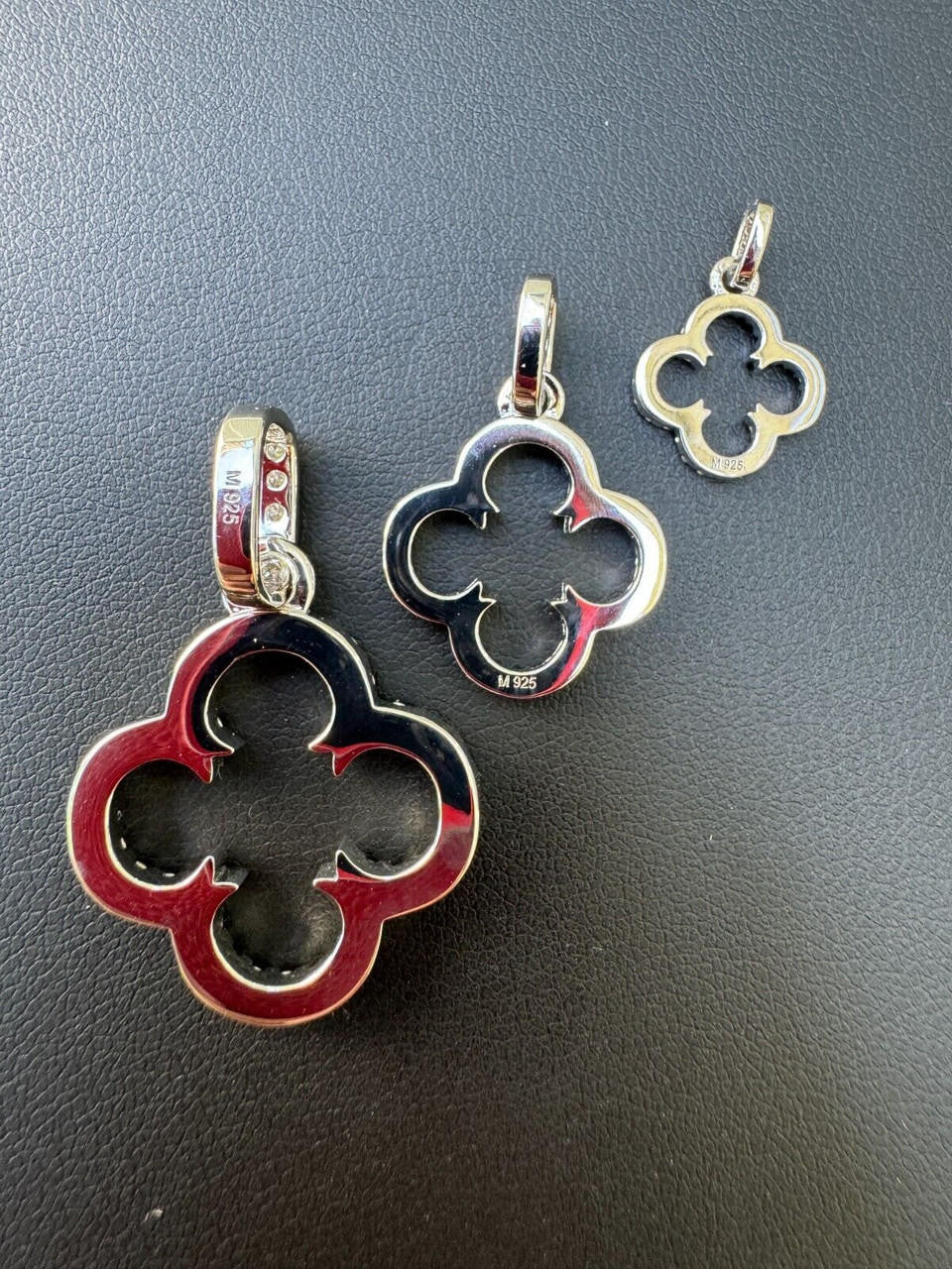 MOISSANITE Open Clover Flower Pendant - 925 Silver - 3 Sizes 0.75"-1.5"