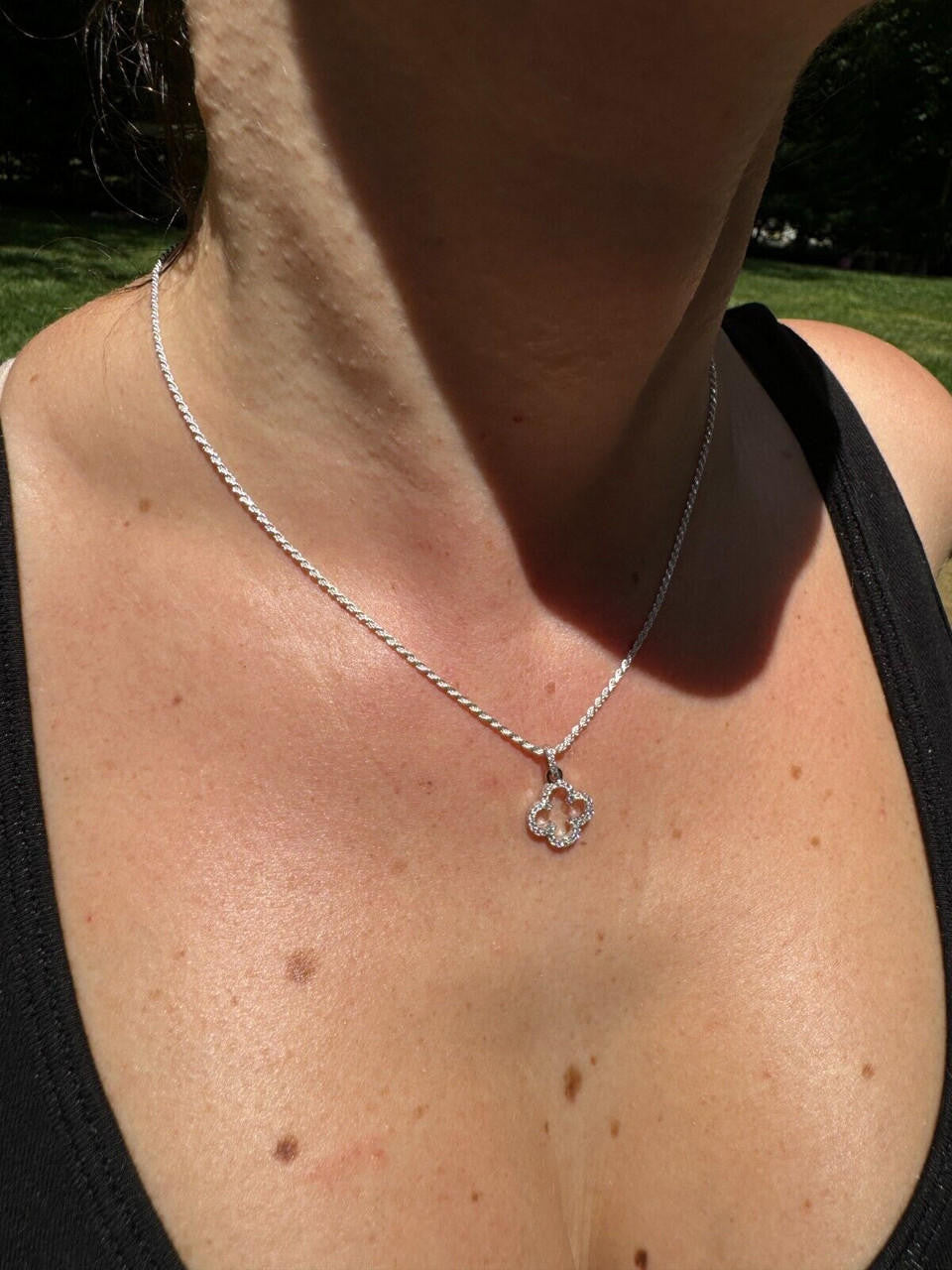 MOISSANITE Open Clover Flower Pendant - 925 Silver - 3 Sizes 0.75"-1.5"
