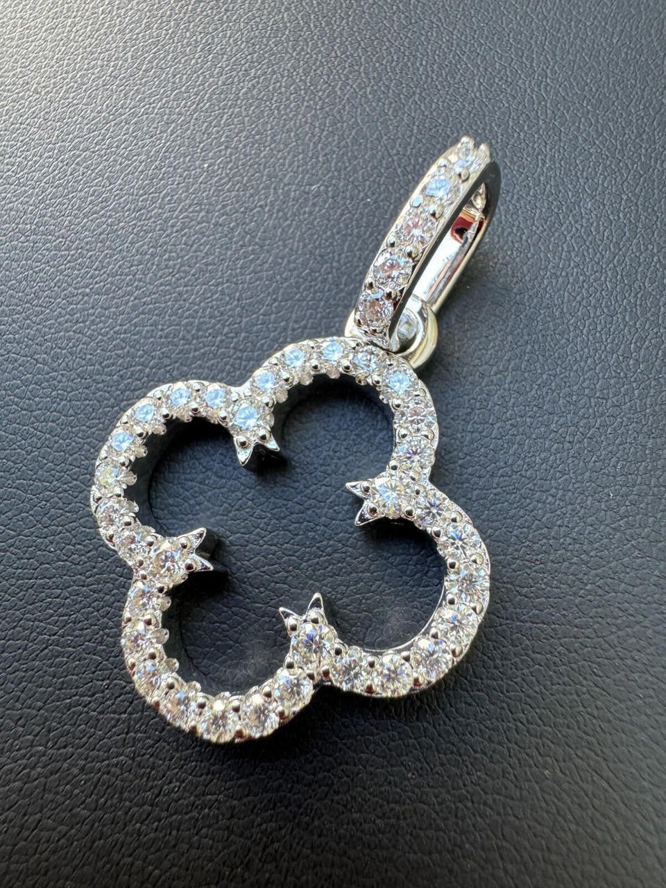 MOISSANITE Open Clover Flower Pendant - 925 Silver - 3 Sizes 0.75"-1.5"