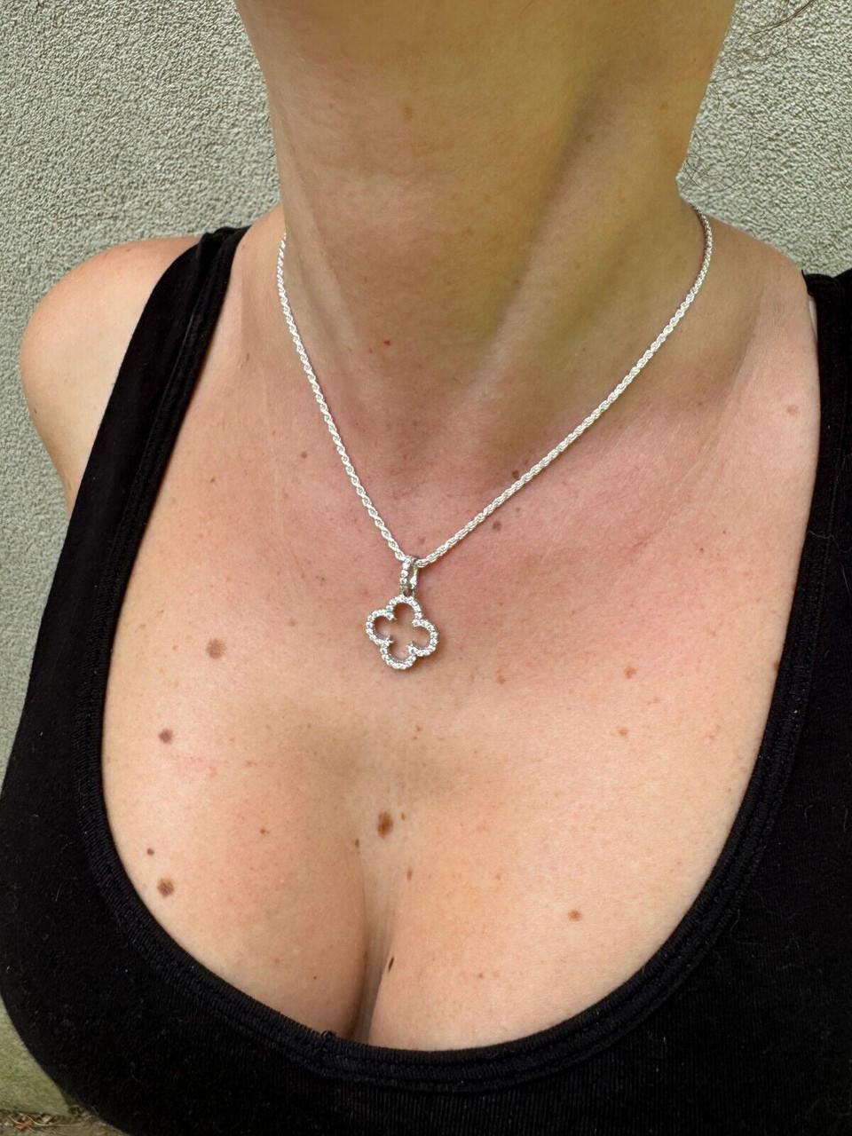 MOISSANITE Open Clover Flower Pendant - 925 Silver - 3 Sizes 0.75"-1.5"