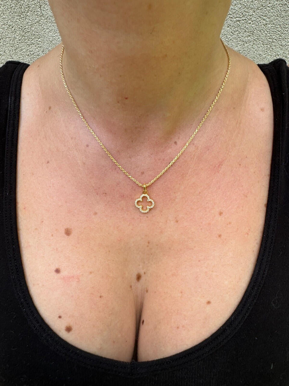 MOISSANITE Open Clover Flower Pendant - 14k Gold Vermeil 925 Silver - 3 Sizes 0.75"-1.5"