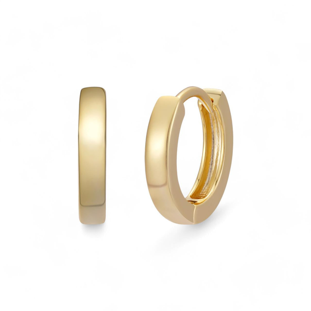 Plain Small Huggie Hoop Earrings - 14k Gold Vermeil 925 Silver - 12.5mm