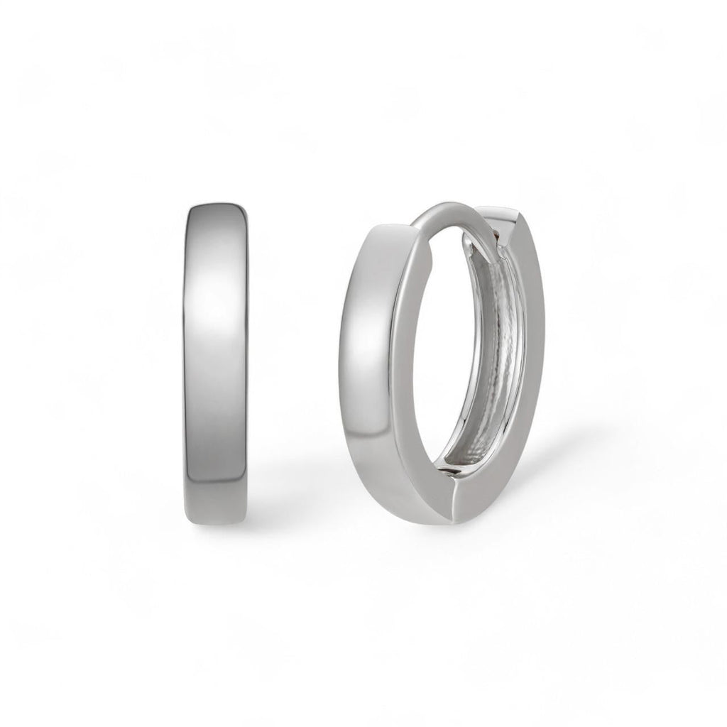 Plain Small Huggie Hoop Earrings - 925 Silver - 12.5mm