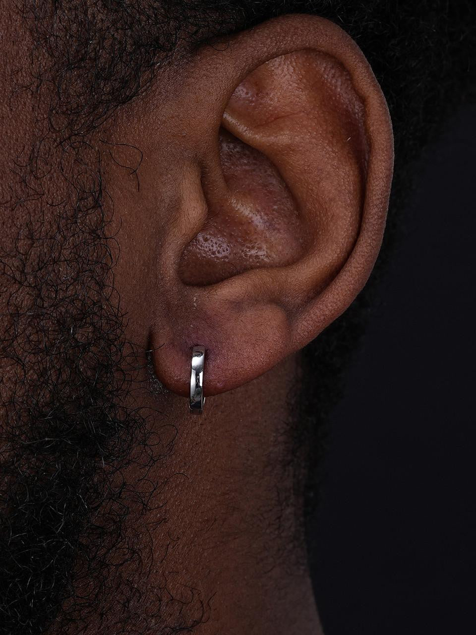 Plain Small Huggie Hoop Earrings - 925 Silver - 12.5mm