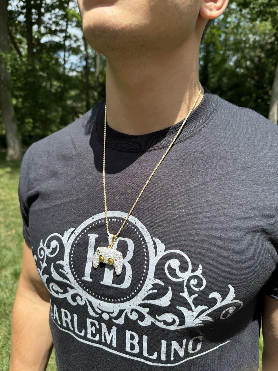 MOISSANITE Iced Out Playstation PS5 Controller Pendant - 14k Gold Vermeil Or 925 Silver - Small 1.5"