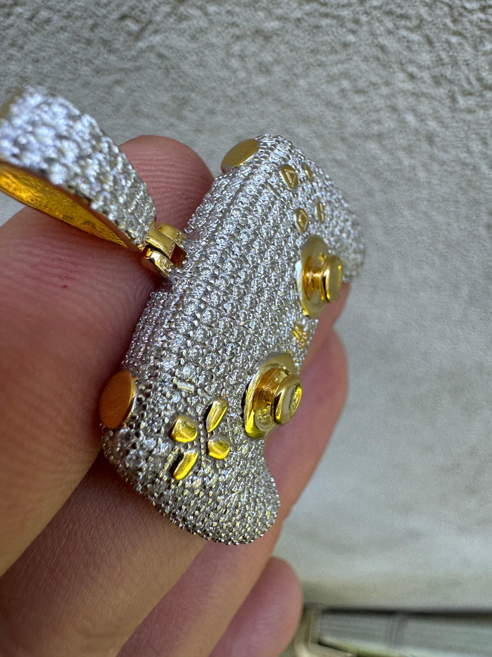 MOISSANITE Iced Out Playstation PS5 Controller Pendant - 14k Gold Vermeil Or 925 Silver - Small 1.5"