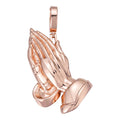 Praying Folded Hands Religious Pendant - 14k Rose Gold Vermeil 925 Silver - 3 Sizes 1.25"-2.75"