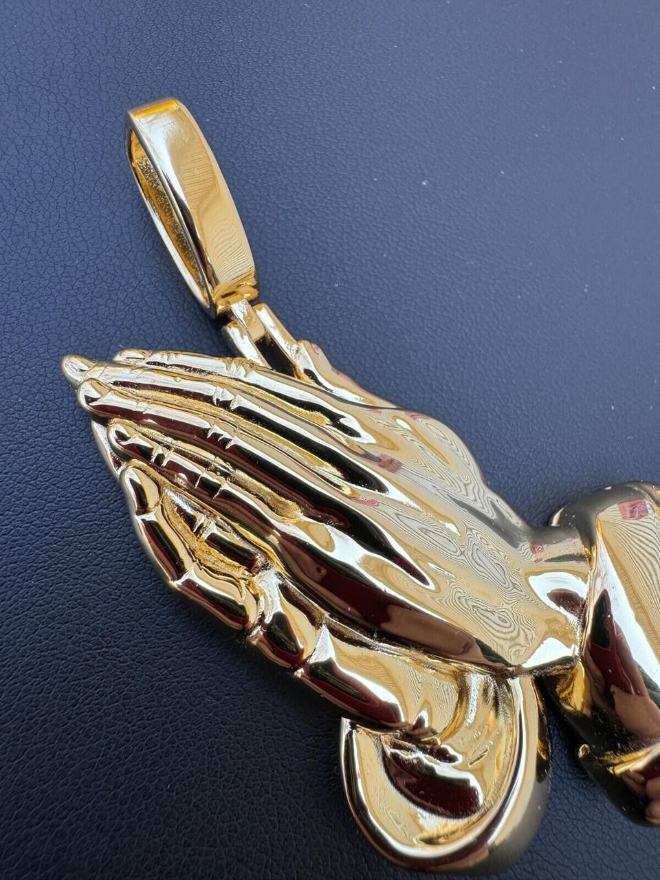 Praying Folded Hands Religious Pendant - 14k Gold Vermeil 925 Silver - 3 Sizes 1.25"-2.75"