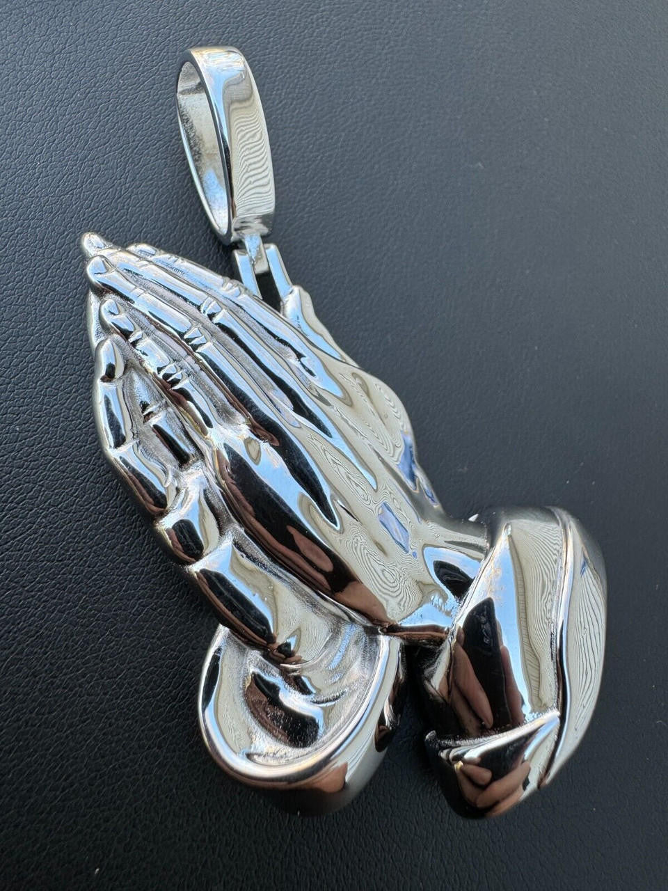 Praying Folded Hands Religious Pendant - 925 Silver - 3 Sizes 1.25"-2.75"