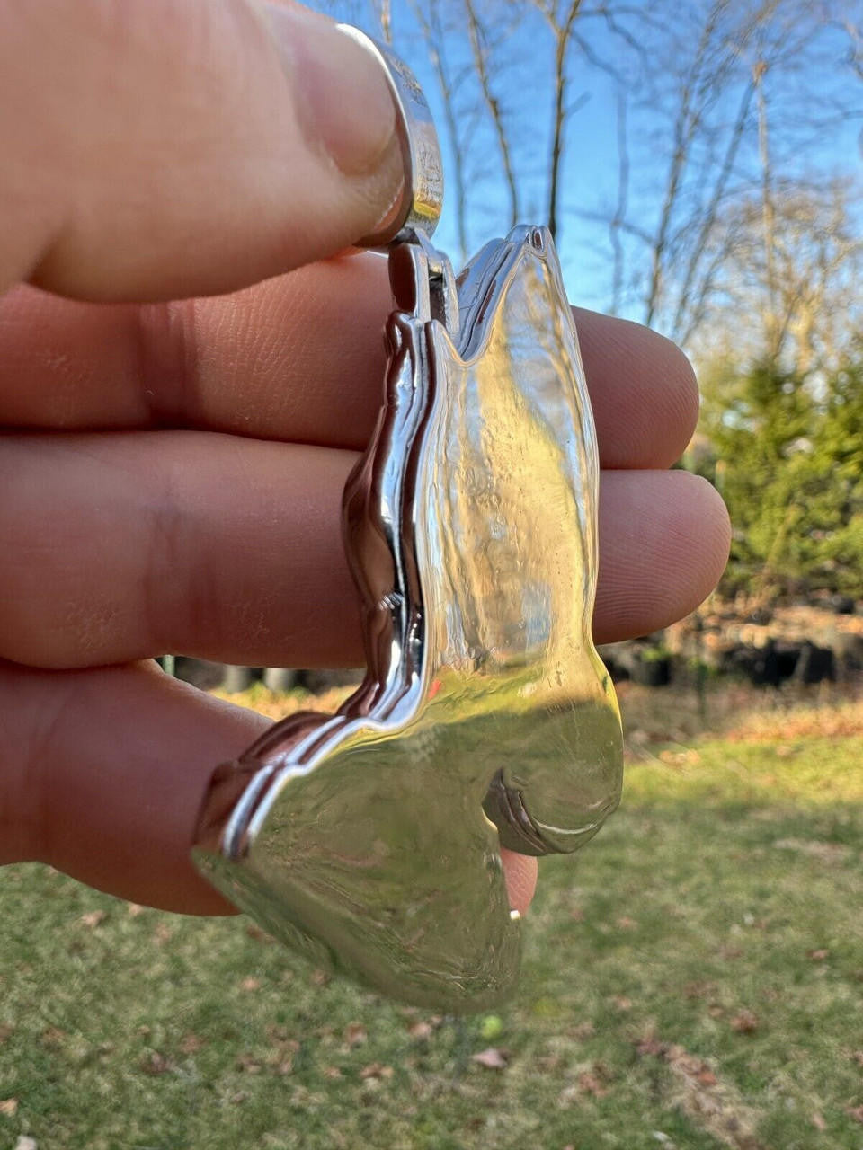 Praying Folded Hands Religious Pendant - 925 Silver - 3 Sizes 1.25"-2.75"