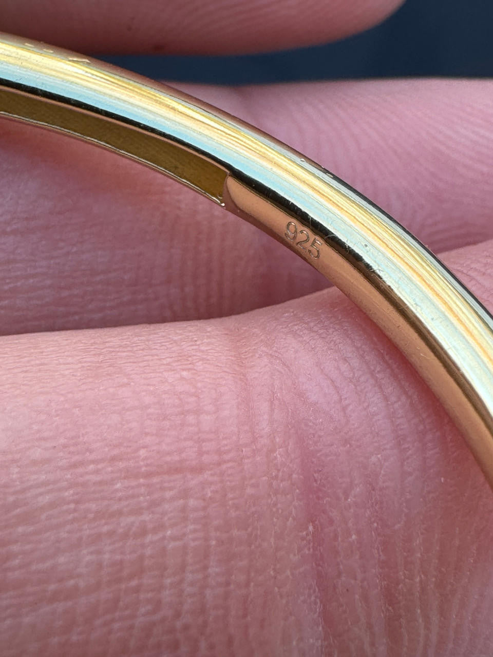 Nail Bangle Bracelet Iced Out CZ Stones - 14k Gold Vermeil 925 Silver - 6"-7.5"