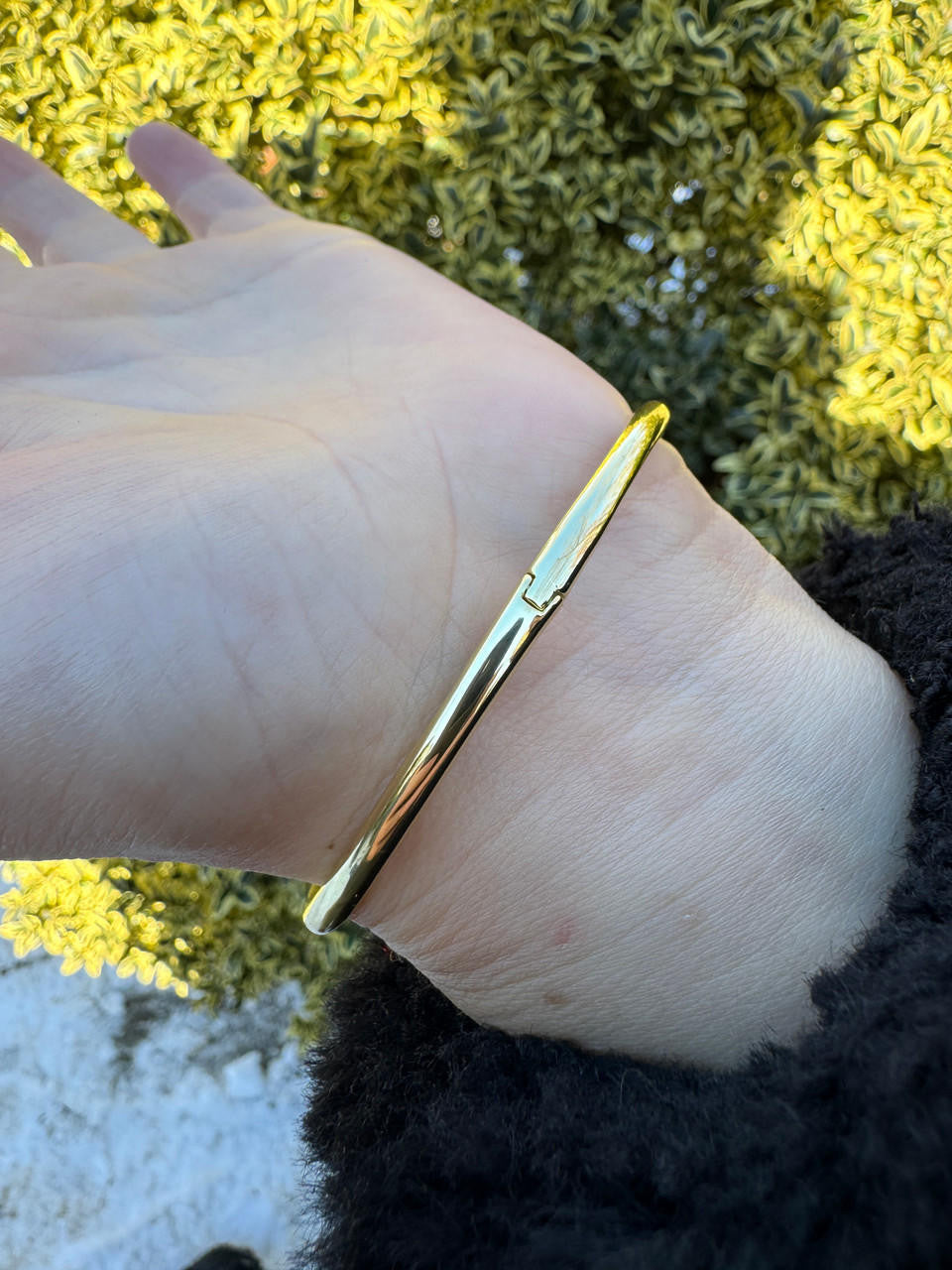 Nail Bangle Bracelet Iced Out CZ Stones - 14k Gold Vermeil 925 Silver - 6"-7.5"