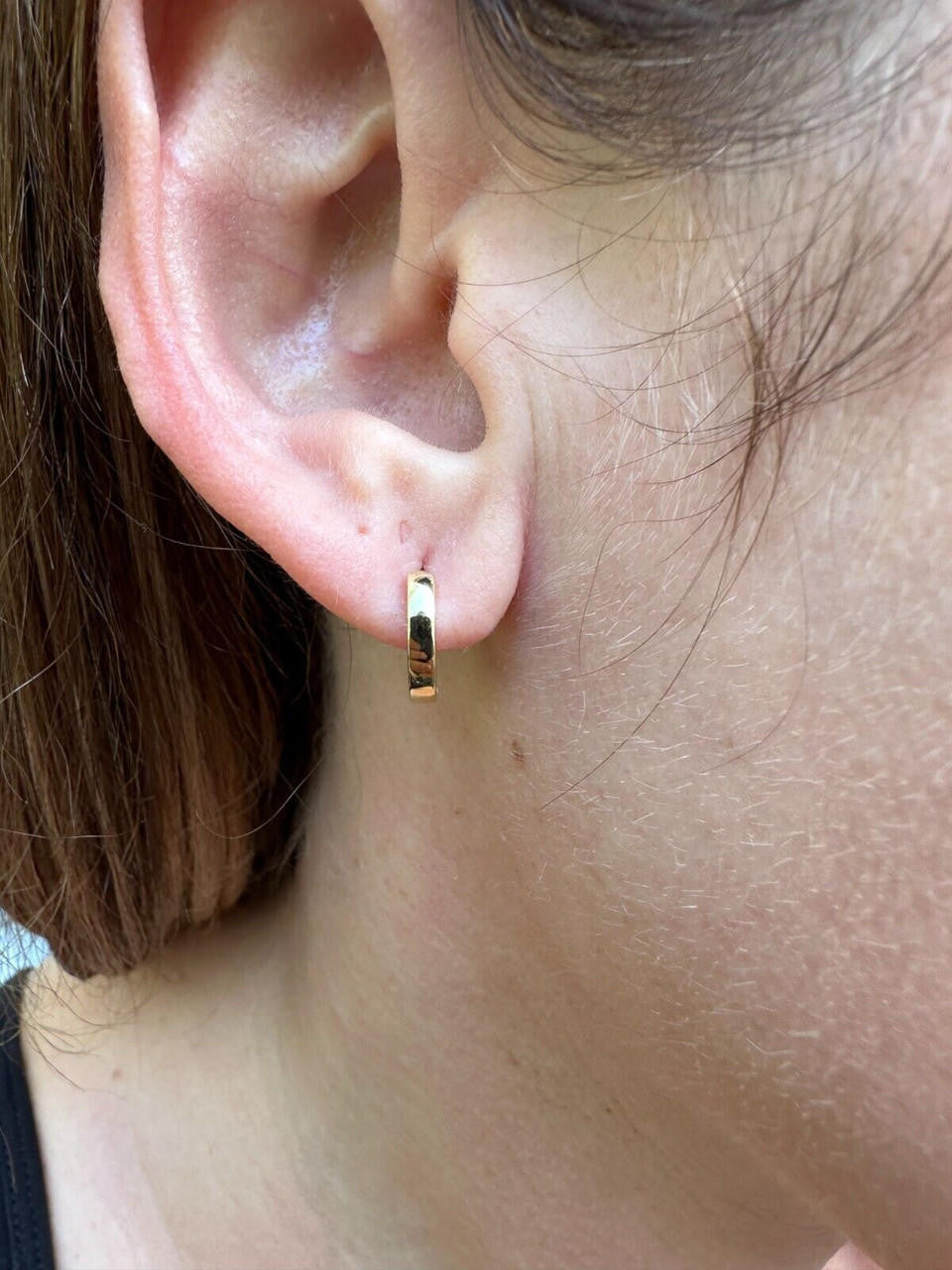 Plain Small Huggie Hoop Earrings - 14k Gold Vermeil 925 Silver - 12.5mm