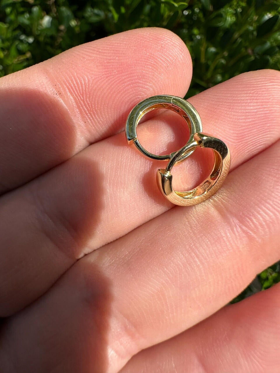 Plain Small Huggie Hoop Earrings - 14k Gold Vermeil 925 Silver - 12.5mm