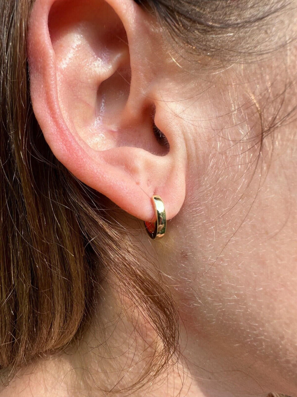 Plain Small Huggie Hoop Earrings - 14k Gold Vermeil 925 Silver - 12.5mm