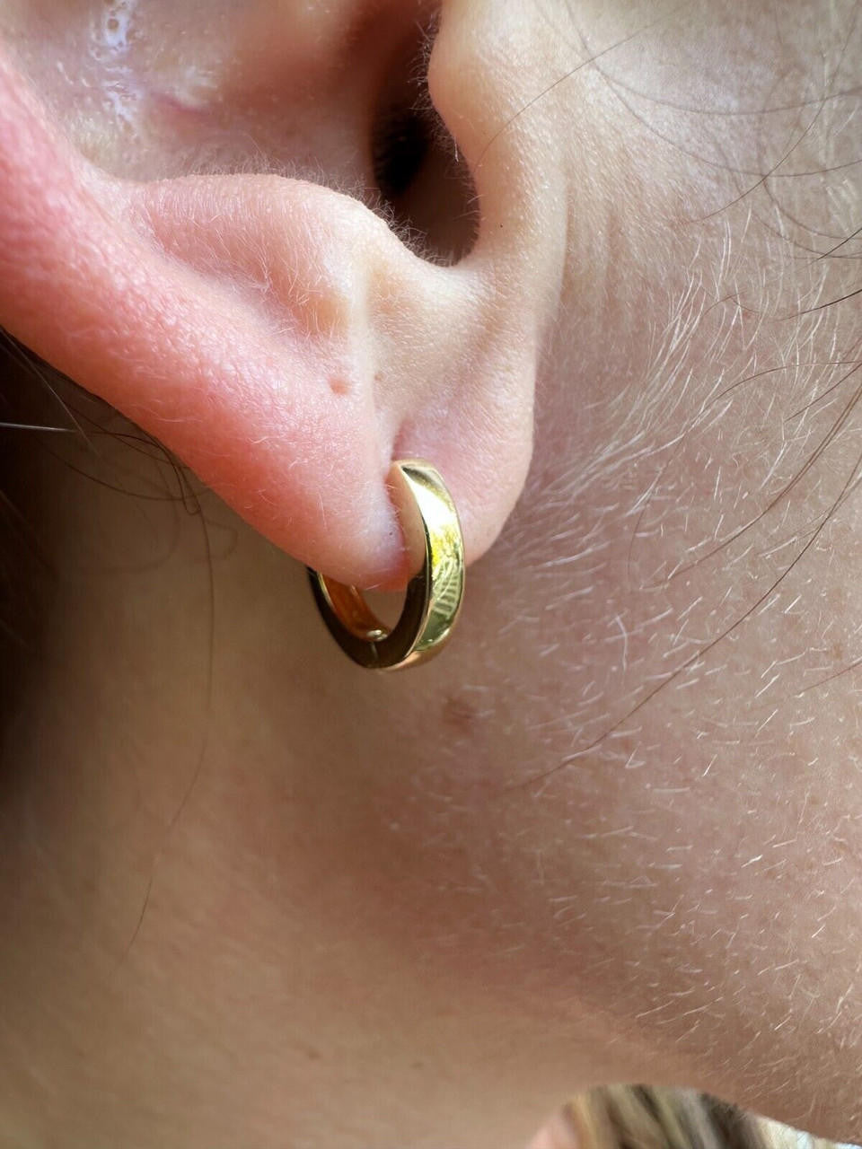 Plain Small Huggie Hoop Earrings - 14k Gold Vermeil 925 Silver - 12.5mm