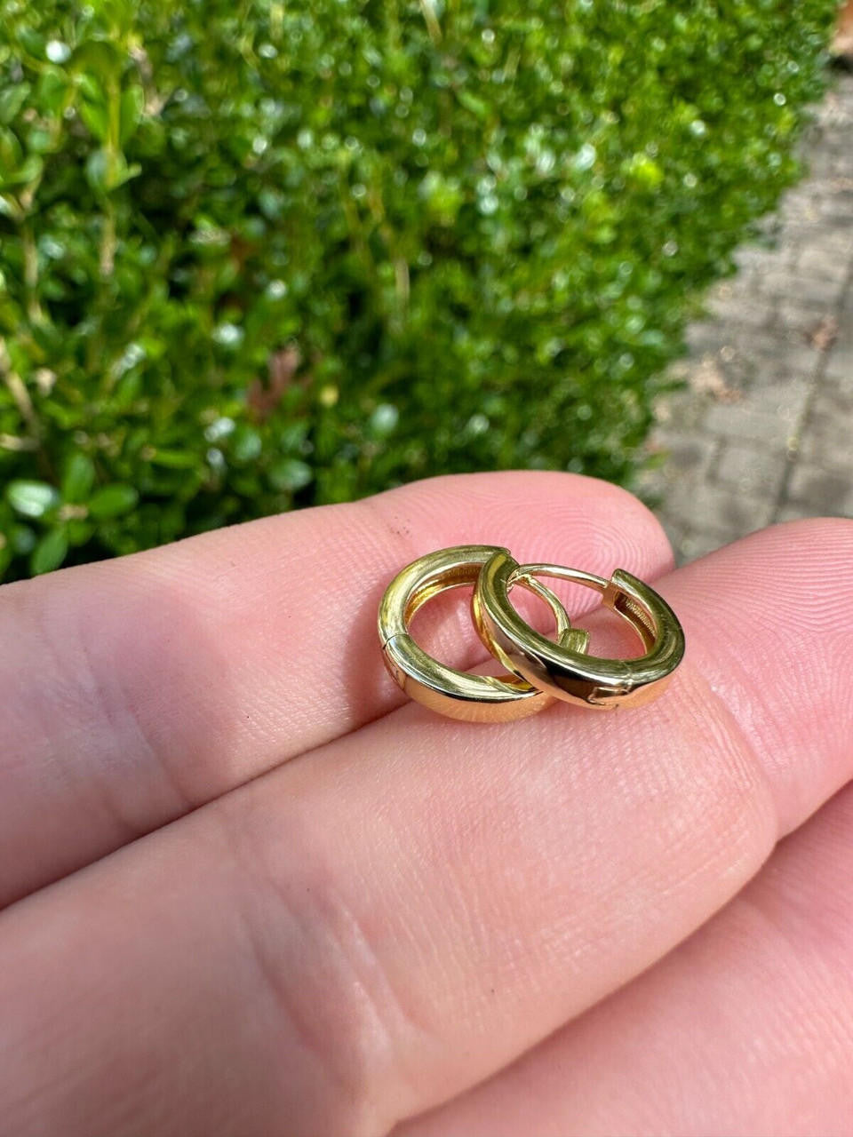 Plain Small Huggie Hoop Earrings - 14k Gold Vermeil 925 Silver - 12.5mm