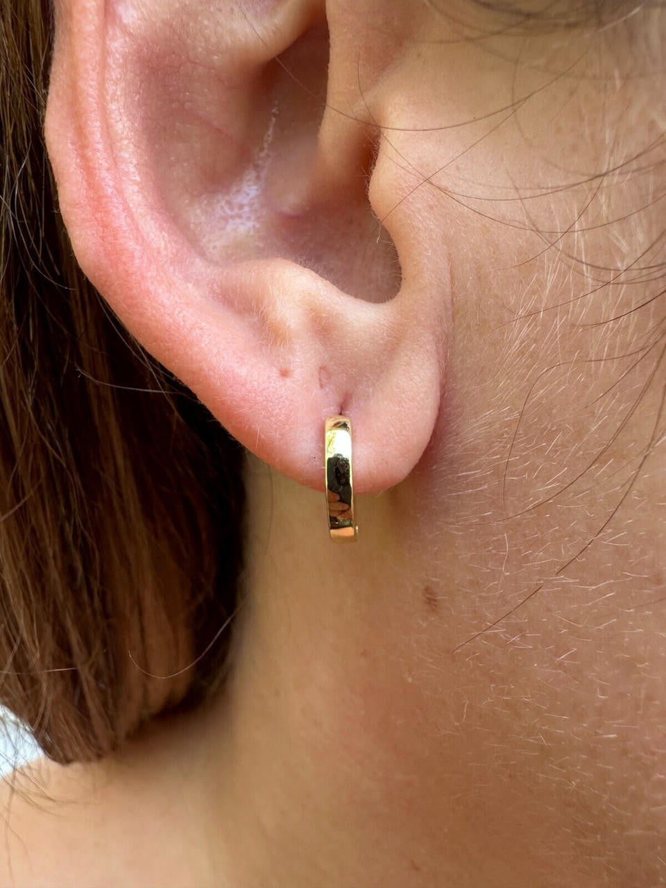 Plain Small Huggie Hoop Earrings - 14k Gold Vermeil 925 Silver - 12.5mm