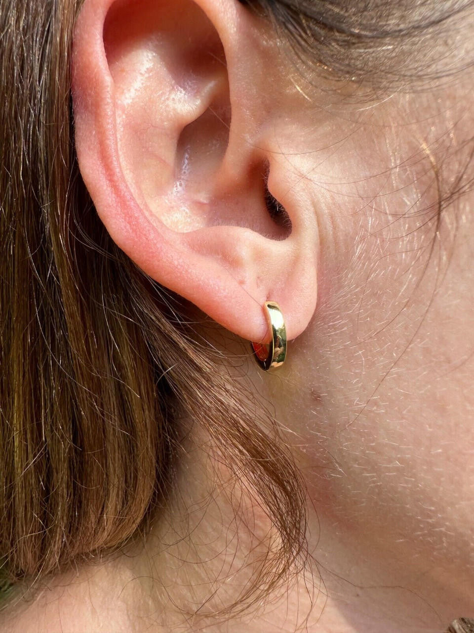 Plain Small Huggie Hoop Earrings - 14k Gold Vermeil 925 Silver - 12.5mm