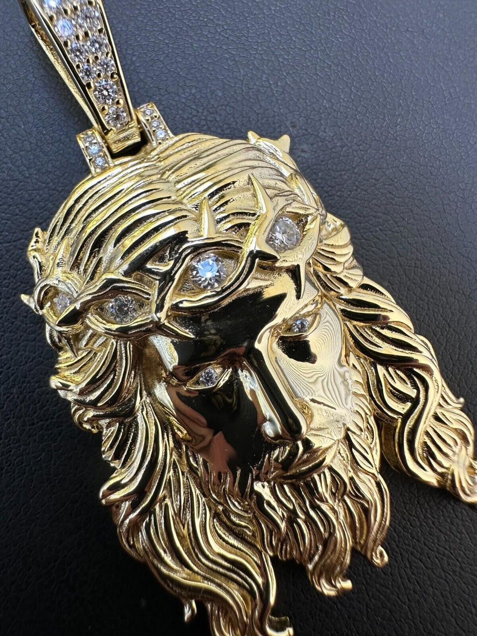 MOISSANITE #1 Bestseller Jesus Piece Pendant - 14k Gold Vermeil 925 Silver - 3 Sizes 1.5"-3"