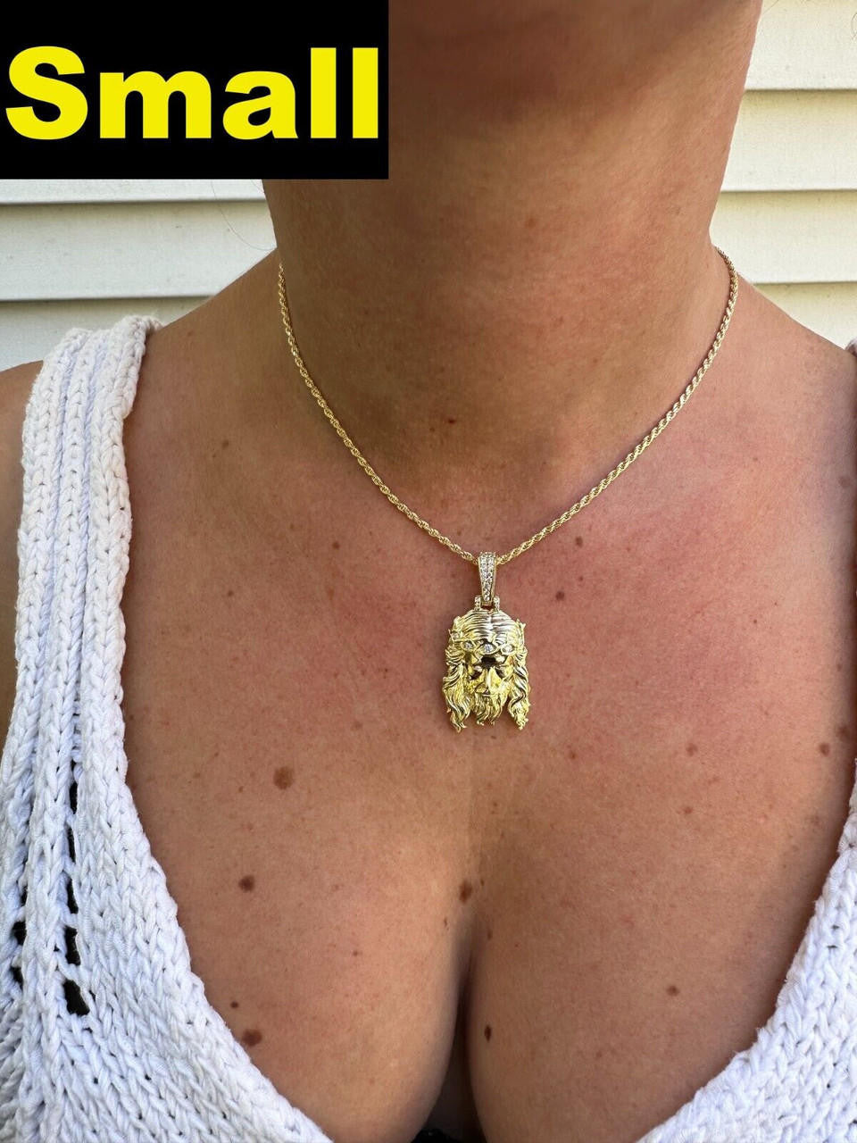 MOISSANITE #1 Bestseller Jesus Piece Pendant - 14k Gold Vermeil 925 Silver - 3 Sizes 1.5"-3"