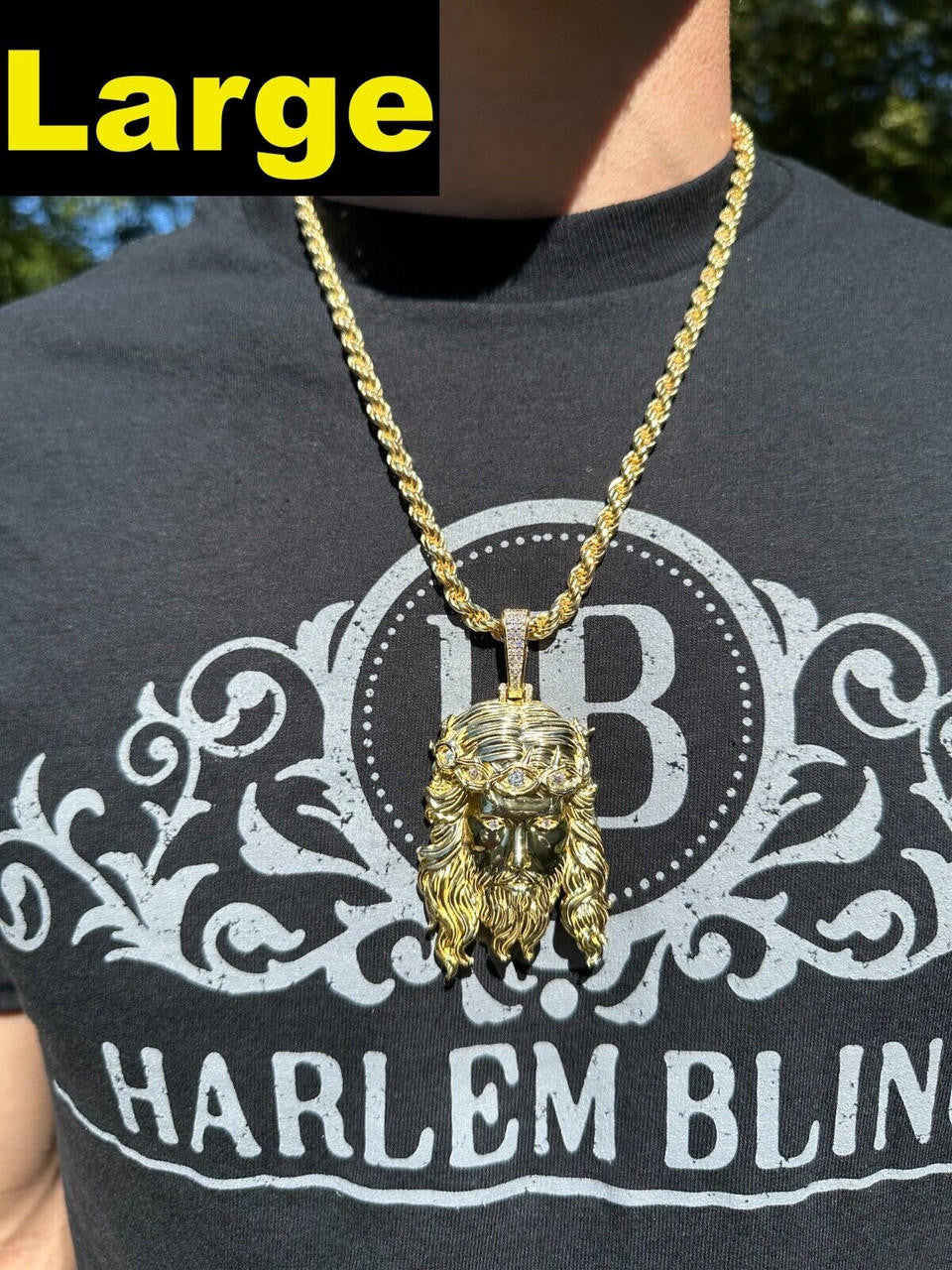 MOISSANITE #1 Bestseller Jesus Piece Pendant - 14k Gold Vermeil 925 Silver - 3 Sizes 1.5"-3"