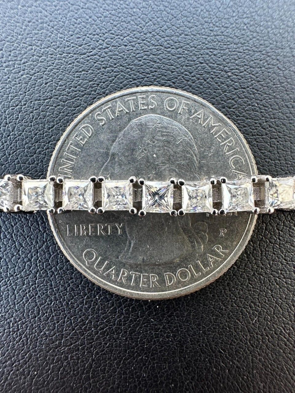 REAL 3mm MOISSANITE Princess Cut Square Tennis Chain Necklace 925 Silver Hip Hop