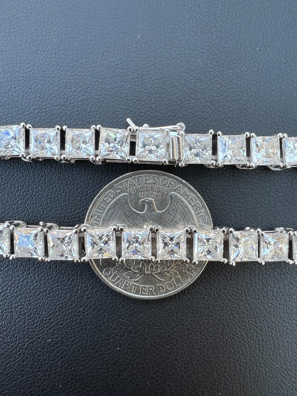 REAL 5mm MOISSANITE Princess Cut Square Tennis Bracelet Passes Diamond Tester