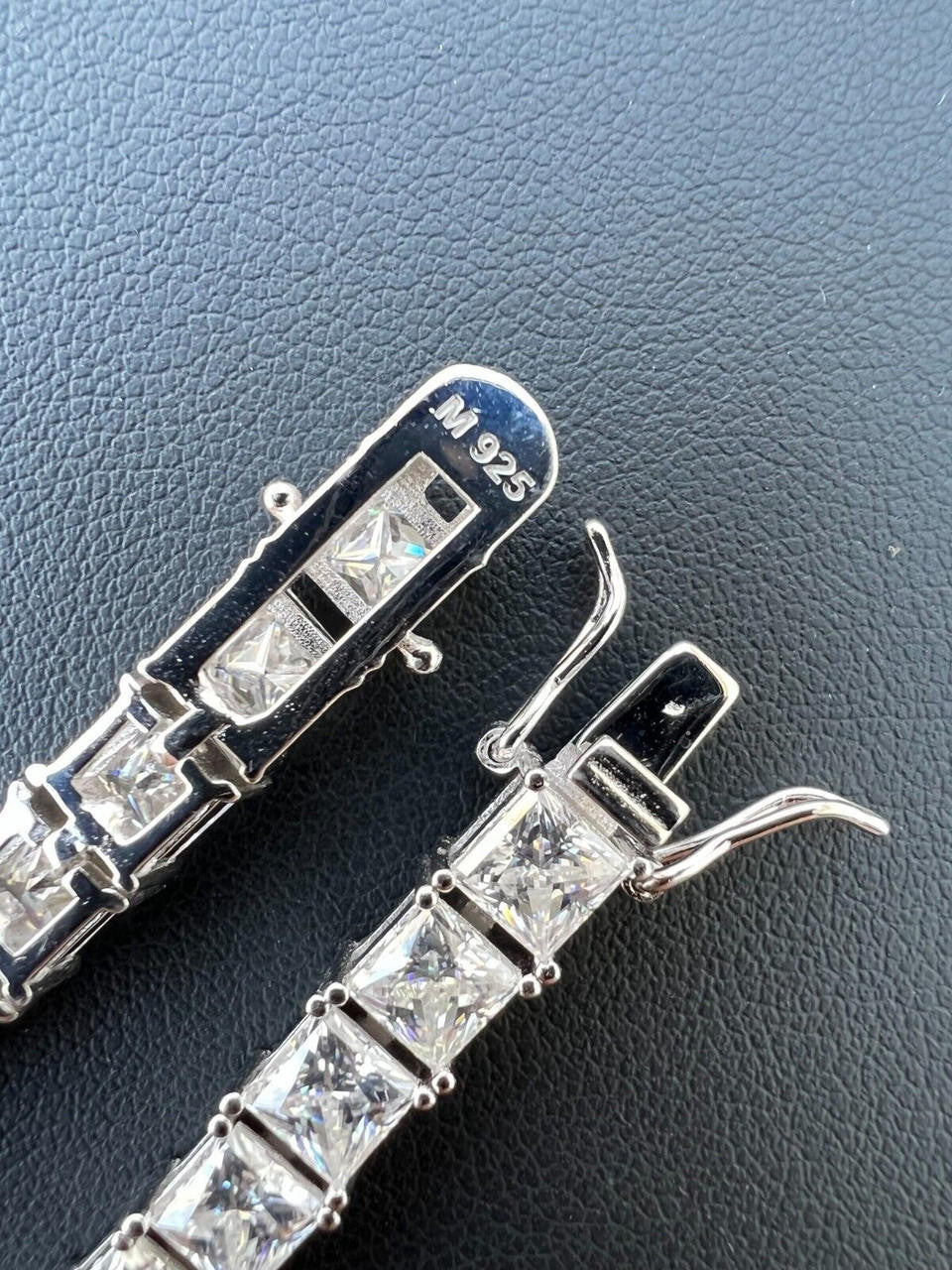 REAL 5mm MOISSANITE Princess Cut Square Tennis Bracelet Passes Diamond Tester