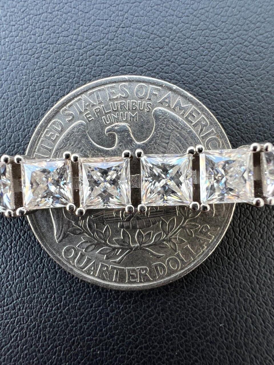 REAL 5mm MOISSANITE Princess Cut Square Tennis Bracelet Passes Diamond Tester