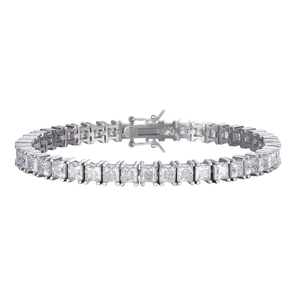 REAL 5mm MOISSANITE Princess Cut Square Tennis Bracelet Passes Diamond Tester
