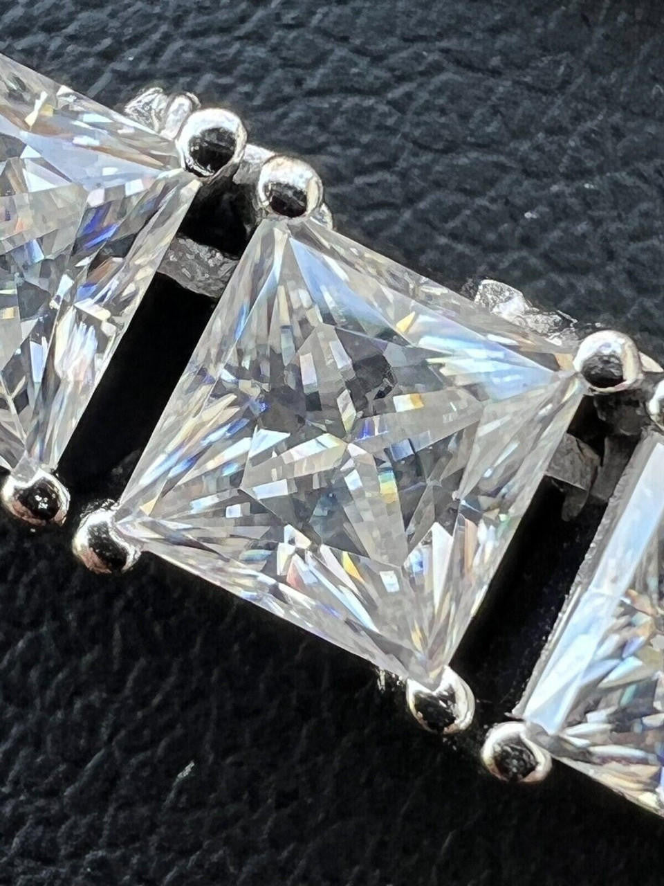 REAL 5mm MOISSANITE Princess Cut Square Tennis Chain Necklace Pass Diamond Tester
