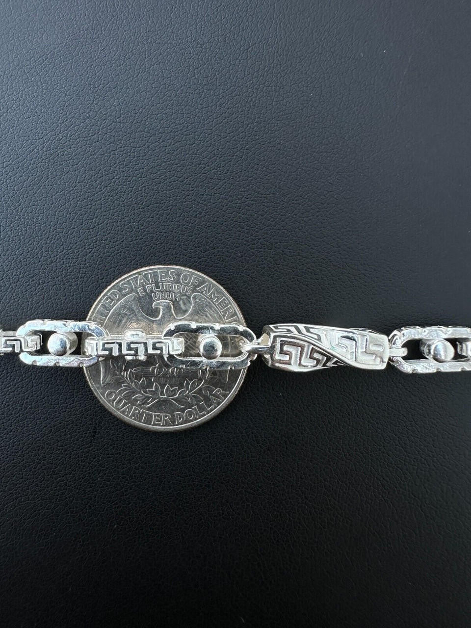Greek Key Chain Bracelet - 925 Sterling Silver - 7"-9" - 7mm