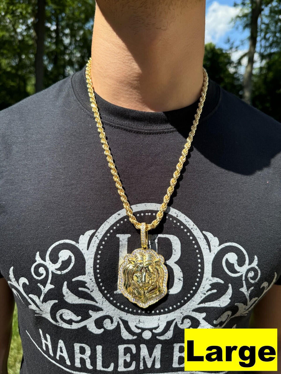 MOISSANITE Custom Lion Pendant - 14k Gold Vermeil 925 Silver - 3 Sizes 1.5"-2.5"