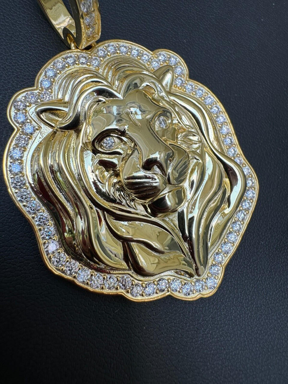 MOISSANITE Custom Lion Pendant - 14k Gold Vermeil 925 Silver - 3 Sizes 1.5"-2.5"