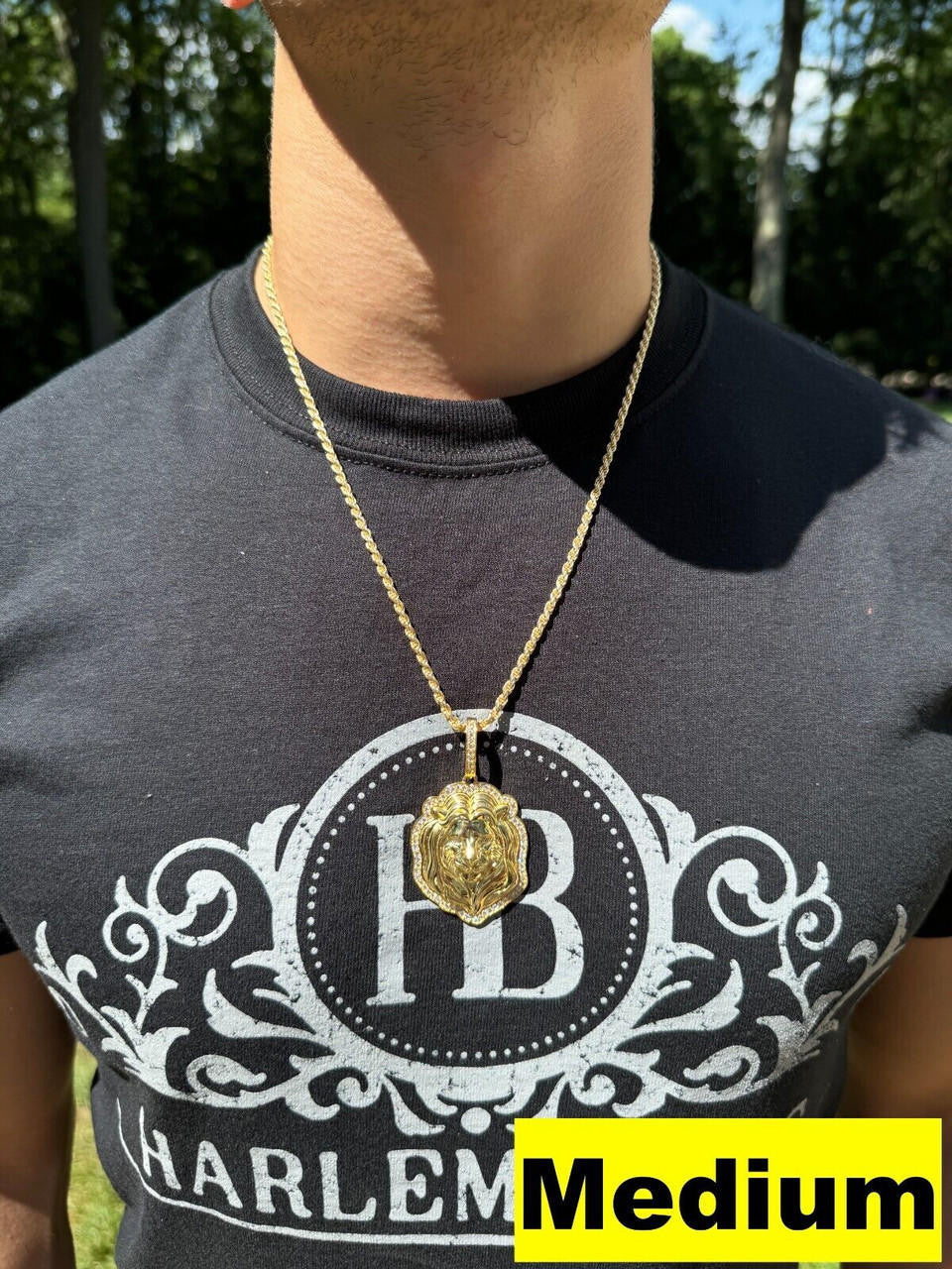 MOISSANITE Custom Lion Pendant - 14k Gold Vermeil 925 Silver - 3 Sizes 1.5"-2.5"